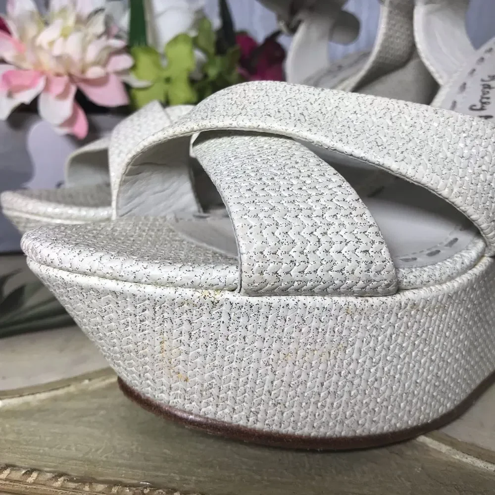Alice & Olivia Juliet Metallic Platform Wedges Sz 40